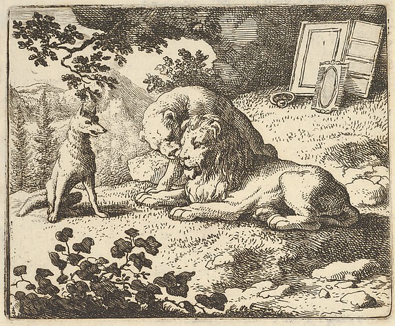 Renard Lies that he Gave the Ram Various Precious Objects that Were Meant for the Lion and Lioness  from Hendrick van Alcmar's Renard The Fox