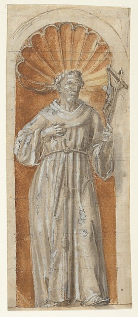 Standing Franciscan Saint in a Niche by Anonymous, Italian, Roman-Bolognese, 17th century