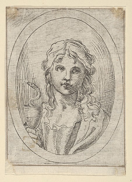 Saint John the Evangelist holding a goblet with a snake emerging from it, from "Christ, the Virgin, and Thirteen Apostles" by Anonymous, 17th century