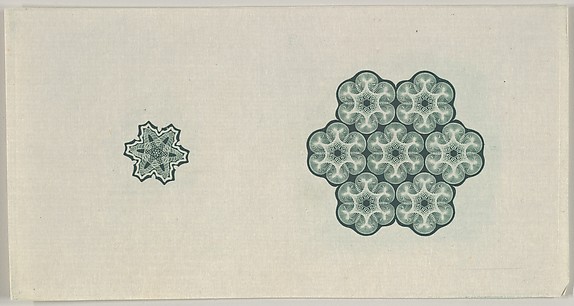 Banknote motif: two six-lobed lathe work ornaments