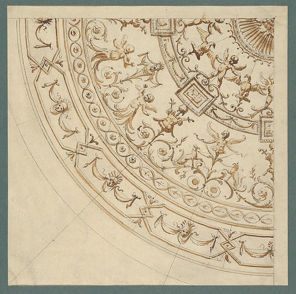 Quarter of a Ceiling with Grotesque Decorations