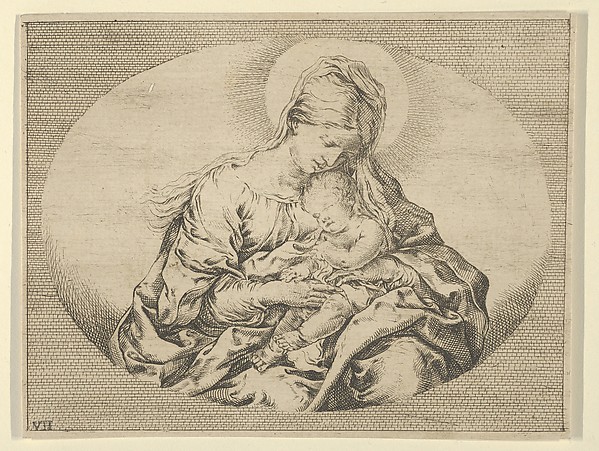 The Virgin holding the infant Christ, an oval composition, after Reni by Anonymous, 17th century