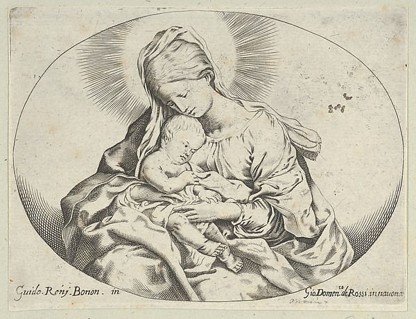 The Virgin holding the infant Christ, an oval composition, after Reni by Anonymous, 17th century