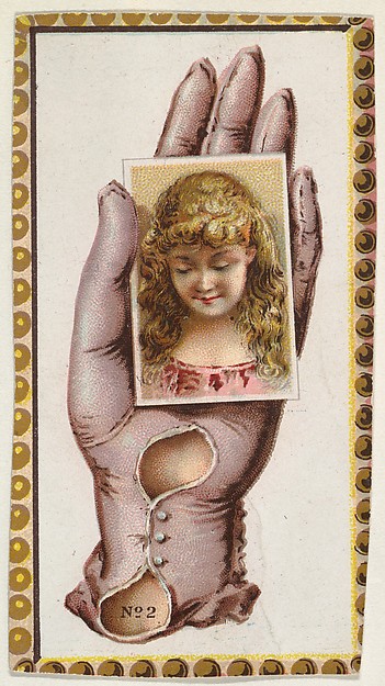 Card Number 2, cut-out from banner advertising the Opera Gloves series (G29) for Allen & Ginter Cigarettes