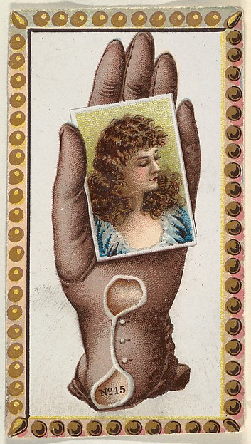 Card Number 15, cut-out from banner advertising the Opera Gloves series (G29) for Allen & Ginter Cigarettes