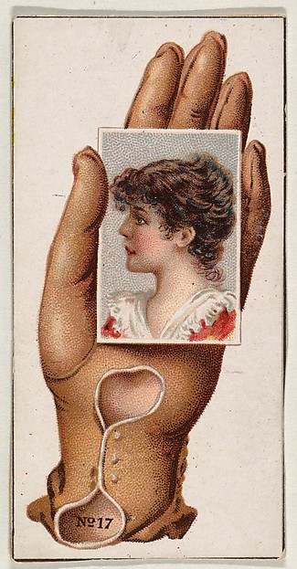 Card Number 17, cut-out from banner advertising the Opera Gloves series (G29) for Allen & Ginter Cigarettes