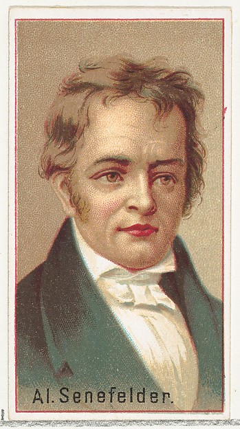 Alois Senefelder, printer's sample for the World's Inventors souvenir album (A25) for Allen & Ginter Cigarettes