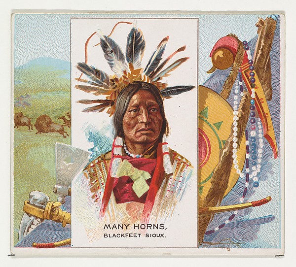 Many Horns, Blackfeet Sioux, from the American Indian Chiefs series (N36) for Allen & Ginter Cigarettes by Allen & Ginter, The Metropolitan Museum of Art
