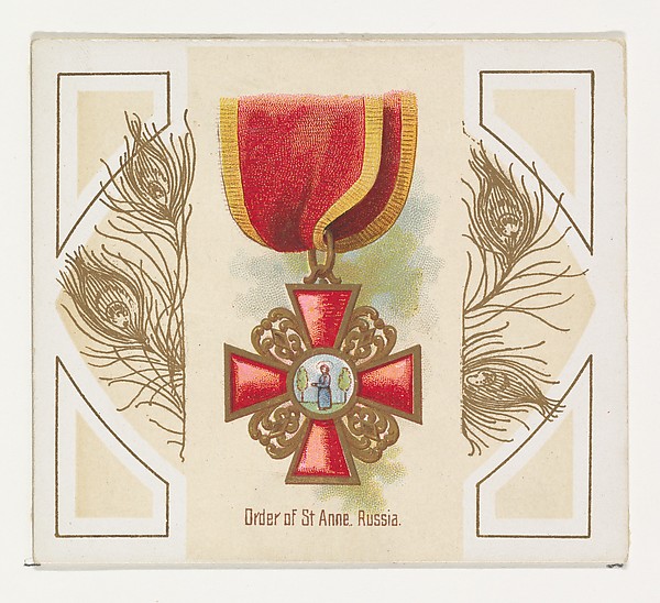 Order of Saint Anne, Russia, from the World's Decorations series (N44) for Allen & Ginter Cigarettes by Allen & Ginter