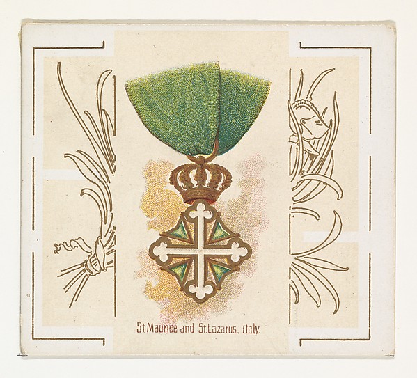 Saint Maurice and Saint Lazarus, Italy, from the World's Decorations series (N44) for Allen & Ginter Cigarettes by Allen & Ginter