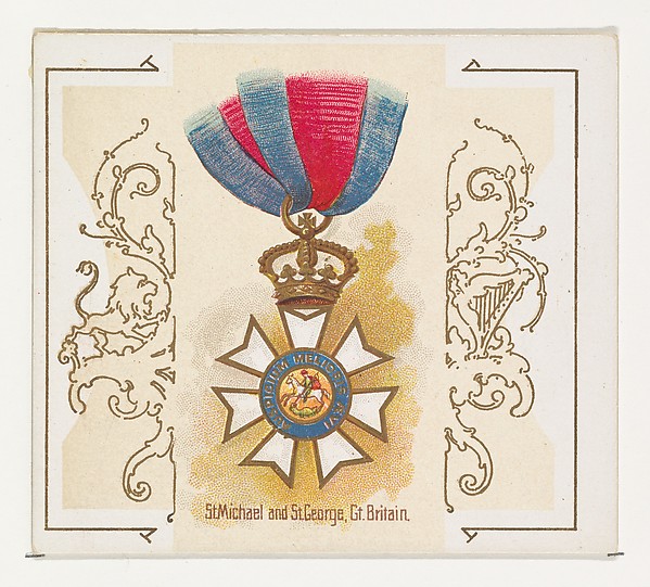 Saint Michael and Saint George, Great Britain, from the World's Decorations series (N44) for Allen & Ginter Cigarettes by Allen & Ginter