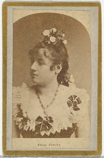 Flora Franks, from the Actresses and Celebrities series (N60, Type 2) promoting Little Beauties Cigarettes for Allen & Ginter brand tobacco products