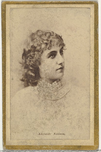 Adelaide Neilson, from the Actresses and Celebrities series (N60, Type 2) promoting Little Beauties Cigarettes for Allen & Ginter brand tobacco products