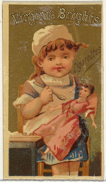 From the Girls and Children series (N64) promoting Virginia Brights Cigarettes for Allen & Ginter brand tobacco products