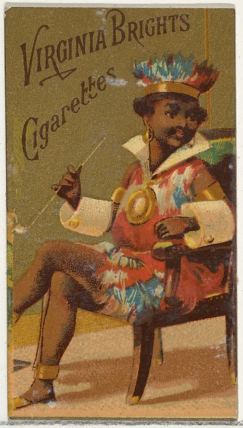 Caricatured Figure (with pipe) from the Girls and Children series (N64) promoting Virginia Brights Cigarettes for Allen & Ginter brand tobacco products