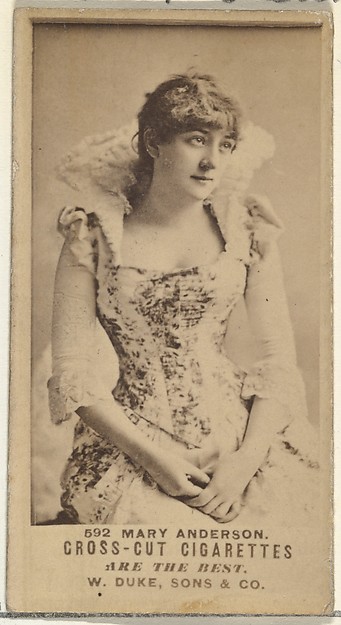 Card Number 592, Mary Anderson, from the Actors and Actresses series (N145-3) issued by Duke Sons & Co. to promote Cross Cut Cigarettes