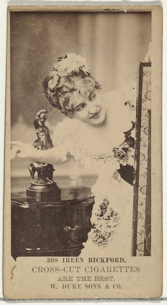 Card Number 308, Ireen Bickford, from the Actors and Actresses series (N145-3) issued by Duke Sons & Co. to promote Cross Cut Cigarettes