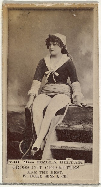 Card Number 743, Miss Bella Biltar, from the Actors and Actresses series (N145-3) issued by Duke Sons & Co. to promote Cross Cut Cigarettes