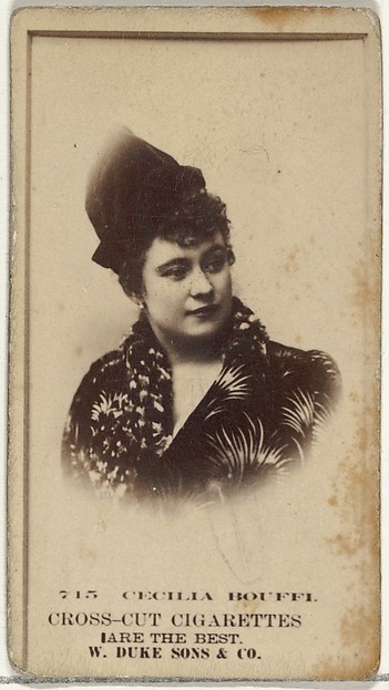 Card Number 715, Cecilia Bouffi, from the Actors and Actresses series (N145-3) issued by Duke Sons & Co. to promote Cross Cut Cigarettes