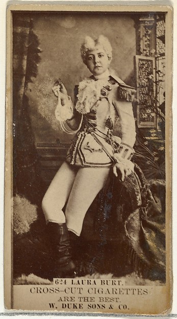 Card Number 624, Laura Burt, from the Actors and Actresses series (N145-3) issued by Duke Sons & Co. to promote Cross Cut Cigarettes