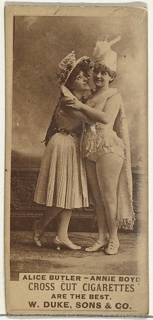 Alice Butler and Annie Boyd, from the Actors and Actresses series (N145-3) issued by Duke Sons & Co. to promote Cross Cut Cigarettes