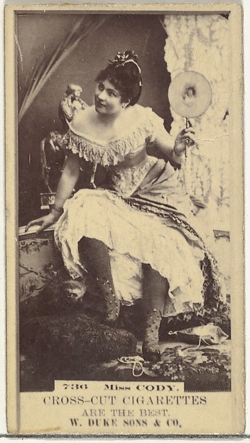 Card Number 736, Miss Cody, from the Actors and Actresses series (N145-3) issued by Duke Sons & Co. to promote Cross Cut Cigarettes