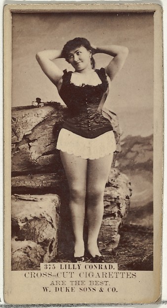 Card Number 375, Lilly Conrad, from the Actors and Actresses series (N145-3) issued by Duke Sons & Co. to promote Cross Cut Cigarettes