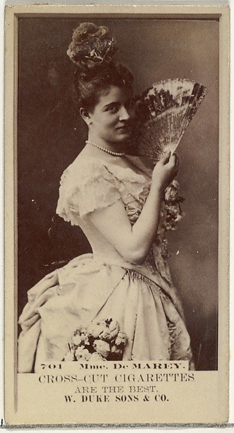 Card Number 701, Mme. De Marey, from the Actors and Actresses series (N145-3) issued by Duke Sons & Co. to promote Cross Cut Cigarettes