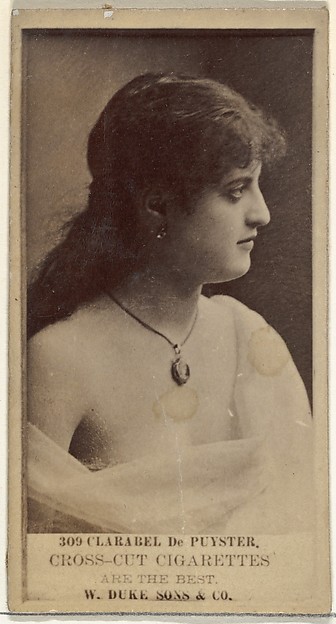 Card Number 309, Clarabel De Puyster, from the Actors and Actresses series (N145-3) issued by Duke Sons & Co. to promote Cross Cut Cigarettes