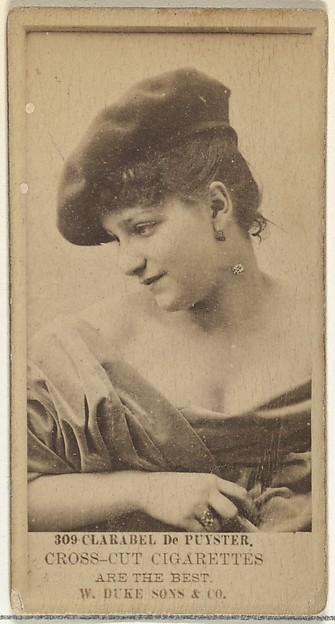 Card Number 309, Clarabel De Puyster, from the Actors and Actresses series (N145-3) issued by Duke Sons & Co. to promote Cross Cut Cigarettes