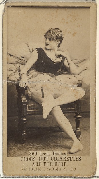 Card Number 369, Irene Duclos, from the Actors and Actresses series (N145-3) issued by Duke Sons & Co. to promote Cross Cut Cigarettes