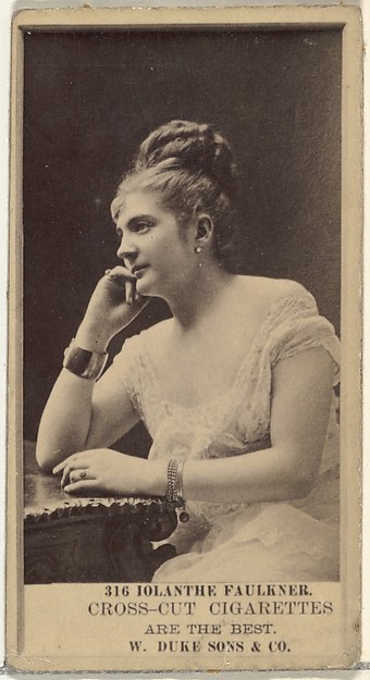 Card Number 316, Iolanthe Faulkner, from the Actors and Actresses series (N145-3) issued by Duke Sons & Co. to promote Cross Cut Cigarettes