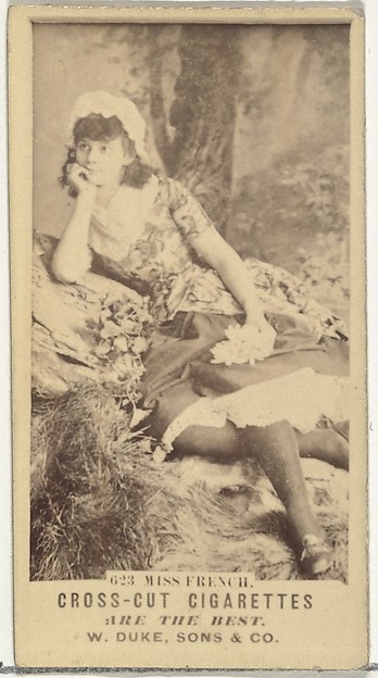Card Number 623, Miss French, from the Actors and Actresses series (N145-3) issued by Duke Sons & Co. to promote Cross Cut Cigarettes