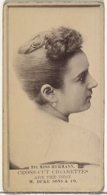 Card Number 391, Miss Hermann, from the Actors and Actresses series (N145-3) issued by Duke Sons & Co. to promote Cross Cut Cigarettes