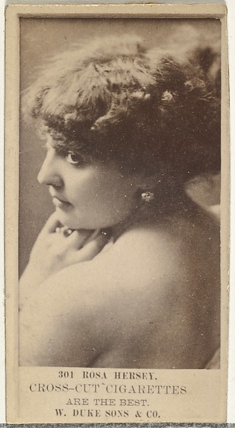 Card Number 301, Rosa Hersey, from the Actors and Actresses series (N145-3) issued by Duke Sons & Co. to promote Cross Cut Cigarettes