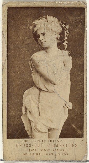 Card Number 306, Carrie Irvine, from the Actors and Actresses series (N145-3) issued by Duke Sons & Co. to promote Cross Cut Cigarettes