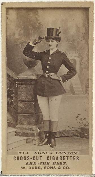Card Number 714, Agnes Lyndin, from the Actors and Actresses series (N145-3) issued by Duke Sons & Co. to promote Cross Cut Cigarettes