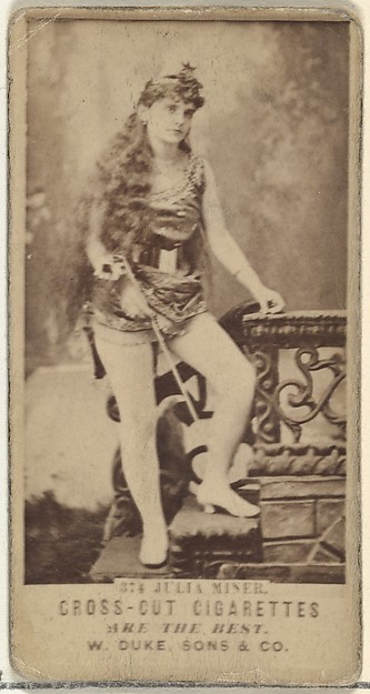 Card Number 374, Julia Miner, from the Actors and Actresses series (N145-3) issued by Duke Sons & Co. to promote Cross Cut Cigarettes