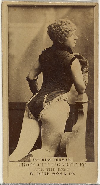 Card Number 387, Miss Norman, from the Actors and Actresses series (N145-3) issued by Duke Sons & Co. to promote Cross Cut Cigarettes