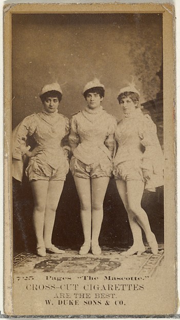 Card Number 725, Pages "The Mascotte," from the Actors and Actresses series (N145-3) issued by Duke Sons & Co. to promote Cross Cut Cigarettes