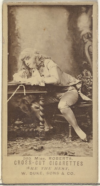 Card Number 595, Miss Roberts, from the Actors and Actresses series (N145-3) issued by Duke Sons & Co. to promote Cross Cut Cigarettes