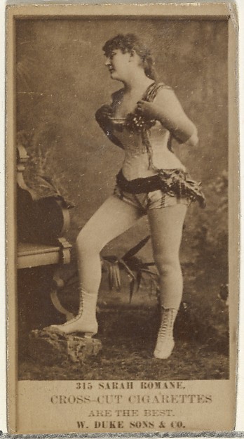 Card Number 315, Sarah Romane, from the Actors and Actresses series (N145-3) issued by Duke Sons & Co. to promote Cross Cut Cigarettes