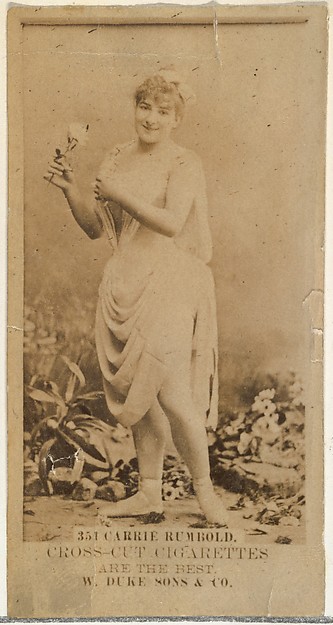 Card Number 351, Carrie Rumbold, from the Actors and Actresses series (N145-3) issued by Duke Sons & Co. to promote Cross Cut Cigarettes