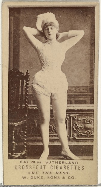 Card Number 598, Miss Sutherland, from the Actors and Actresses series (N145-3) issued by Duke Sons & Co. to promote Cross Cut Cigarettes