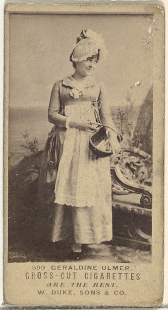 Card Number 599, Geraldine Ulmer, from the Actors and Actresses series (N145-3) issued by Duke Sons & Co. to promote Cross Cut Cigarettes