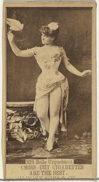 Card Number 329, Belle Urquehardt, from the Actors and Actresses series (N145-3) issued by Duke Sons & Co. to promote Cross Cut Cigarettes