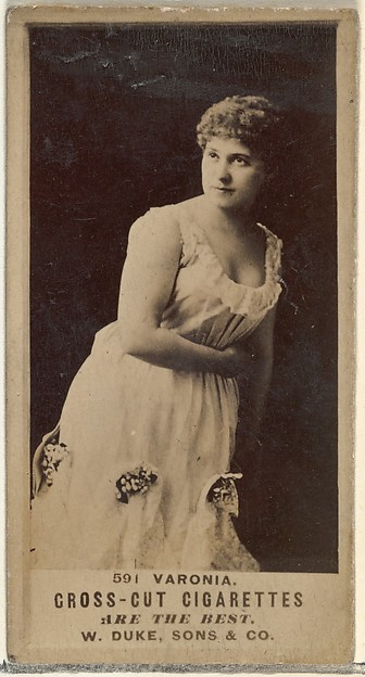 Card Number 591, Varonia, from the Actors and Actresses series (N145-3) issued by Duke Sons & Co. to promote Cross Cut Cigarettes