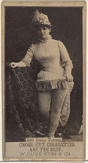Card Number 340, Irene Verona, from the Actors and Actresses series (N145-3) issued by Duke Sons & Co. to promote Cross Cut Cigarettes