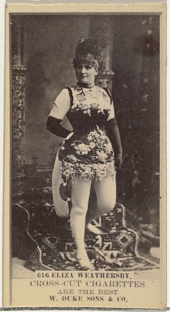 Card Number 616, Eliza Weathersby, from the Actors and Actresses series (N145-3) issued by Duke Sons & Co. to promote Cross Cut Cigarettes