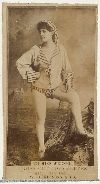 Card Number 634, Miss Werner, from the Actors and Actresses series (N145-3) issued by Duke Sons & Co. to promote Cross Cut Cigarettes
